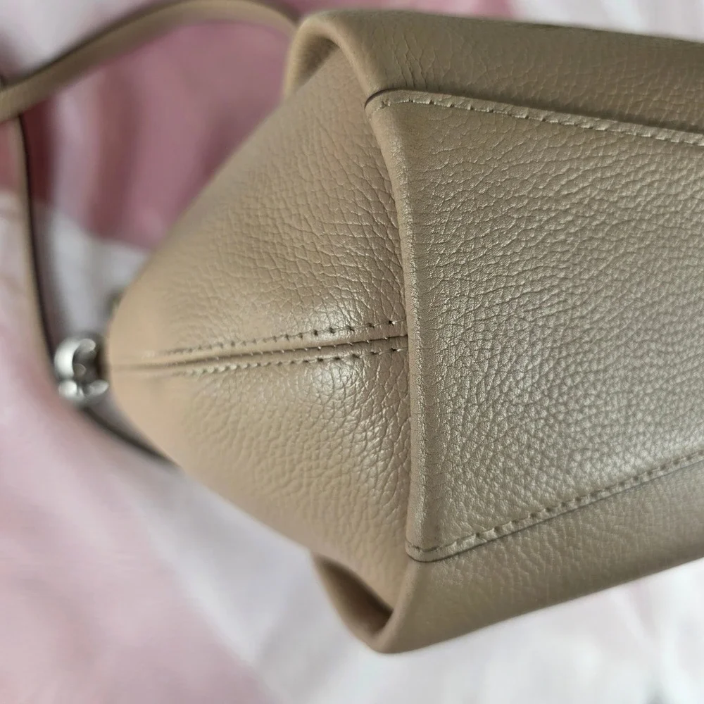 Coach Elise Satchel Pebble Leather‎ Taupe Crossbody Handbag 79316